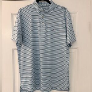 Vineyard Vines Striped Polo White Blue Green Medium